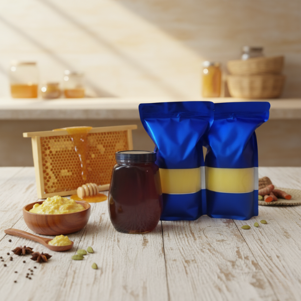 Buy 2 Litre Cow Ghee & 1kg Forest Honey FREE Buy 2 Litre Cow Ghee & 1kg Forest Honey FREE