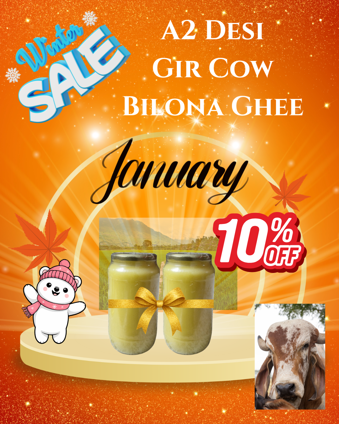 EXP4 - A2 Desi Gir Cow Bilona Ghee - 2 Litres @ 10% Off