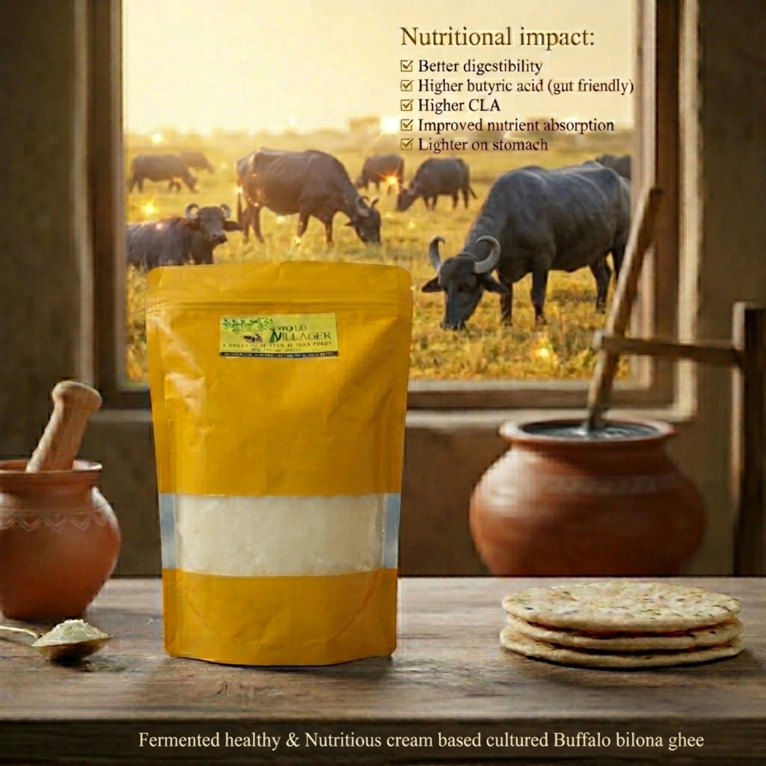 Fermented Cream Based Buffalo Bilona Ghee - 1 Ltr