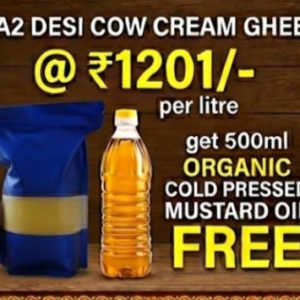 A2 Desi Cow Cream Ghee – 1 Litre -500gm Organic Mustard Oil FREE