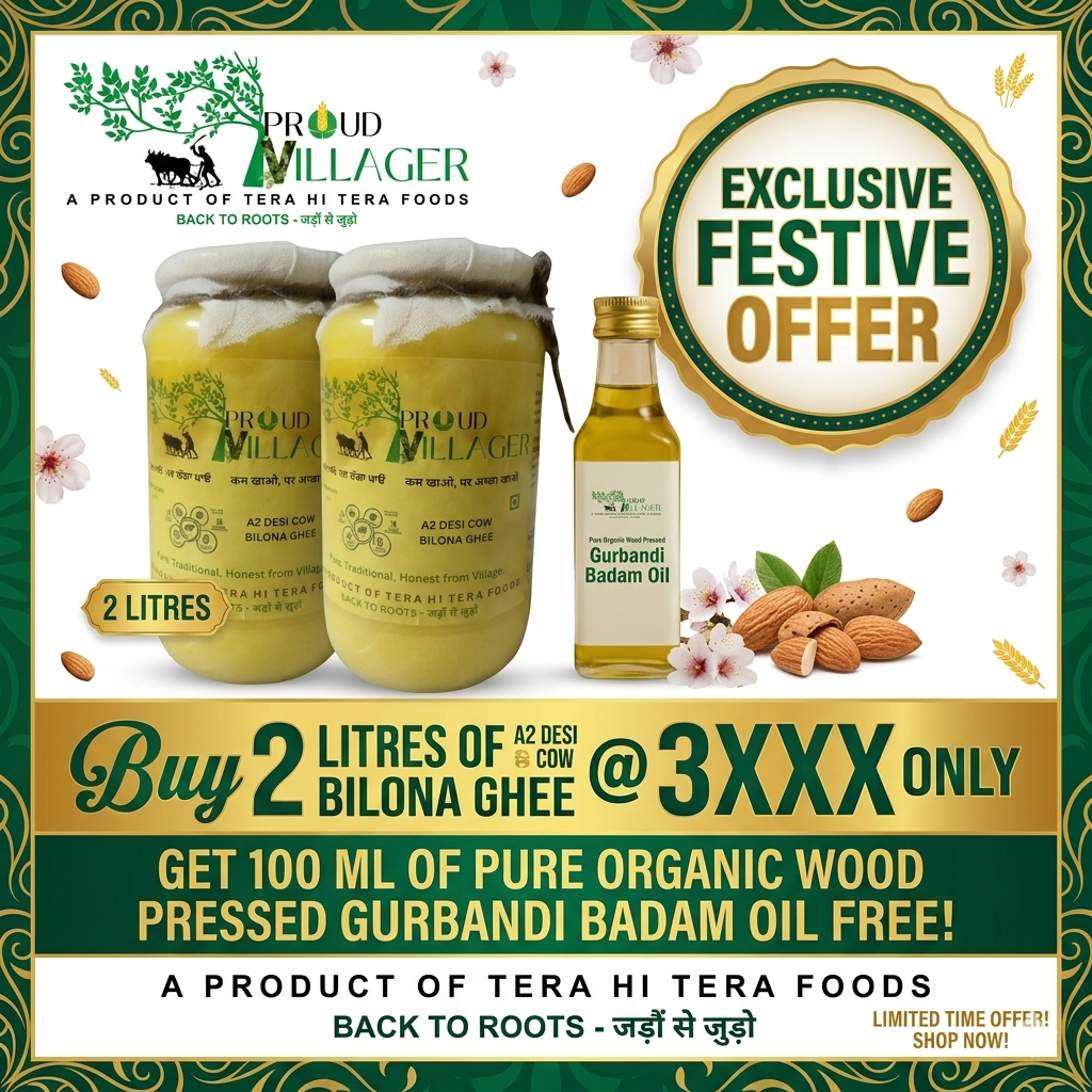 FREE 100ml Gurbandi Badam Oil-On Purchase Of A2 Desi Cow Bilona Ghee