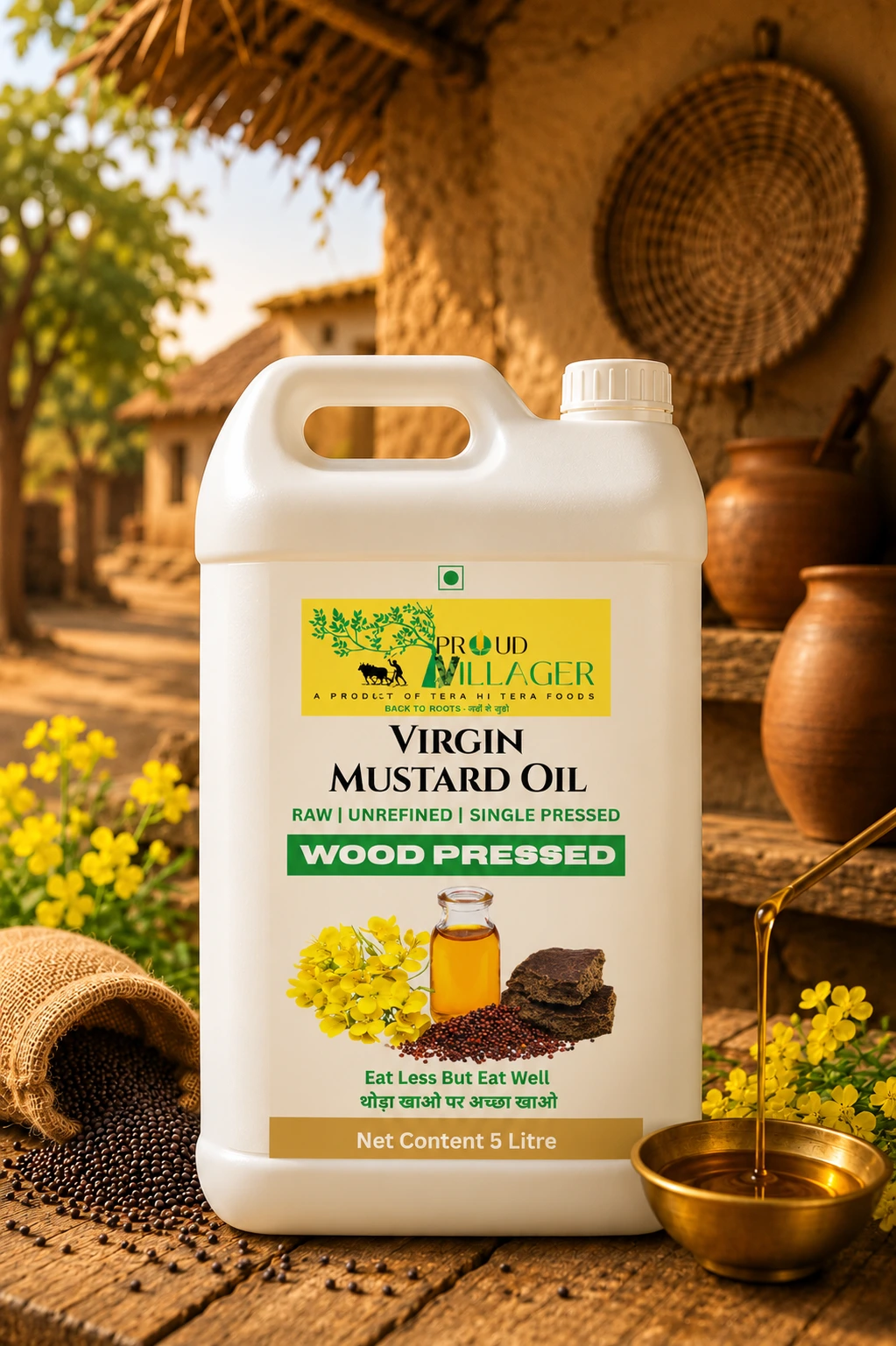 Proud Villager’s Extra Virgin Wood-pressed Black Mustard Oil – 5 Litre Gallon Proud Villager’s Extra Virgin Wood-pressed Black Mustard Oil – 5 Litre Gallon