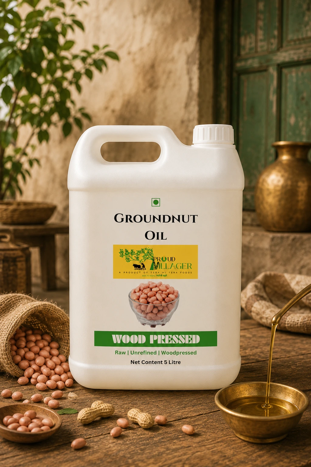 Proud Villager's Extra Virgin Wood-pressed Groundnut Oil - 5 Litre Gallon