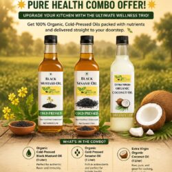 Pure Health Combo – Cold Pressed Mustard + Sesame + Coconut – 3 Litre Pure Health Combo – Cold Pressed Mustard + Sesame + Coconut – 3 Litre