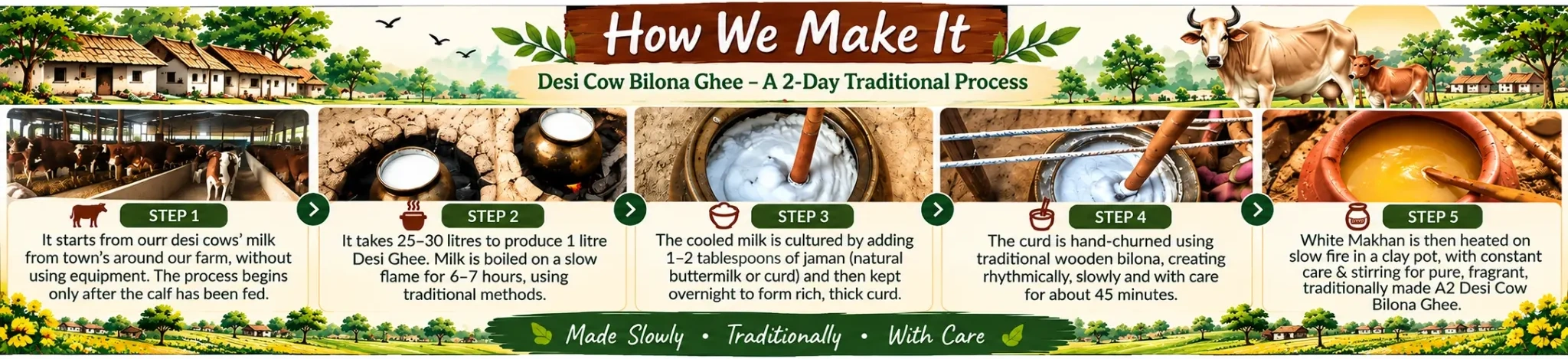 How We Make Desi Cow Bilona Ghee – Traditional 2-Day Process