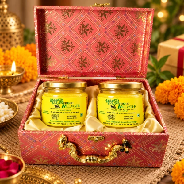 Proud Villager A2 Desi Cow Bilona Ghee – Festive Gift Box (2 × 250 ml) Proud Villager A2 Desi Cow Bilona Ghee – Festive Gift Box (2 × 250 ml)